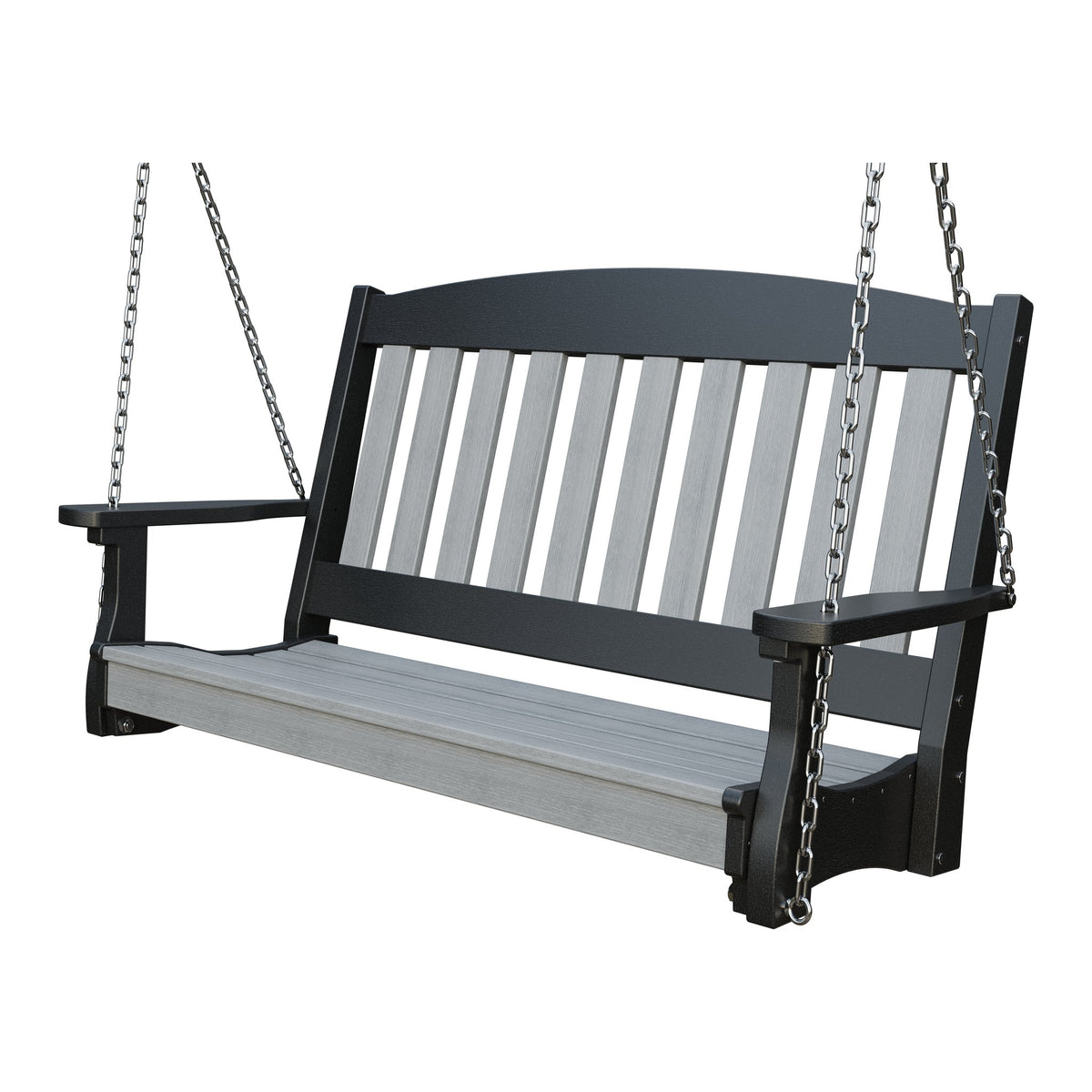 Amish Spanish Garden 4' Poly Hanging Swing in Driftwood Gray & Black