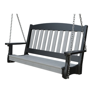 Amish Spanish Garden 4' Poly Hanging Swing in Driftwood Gray & Black