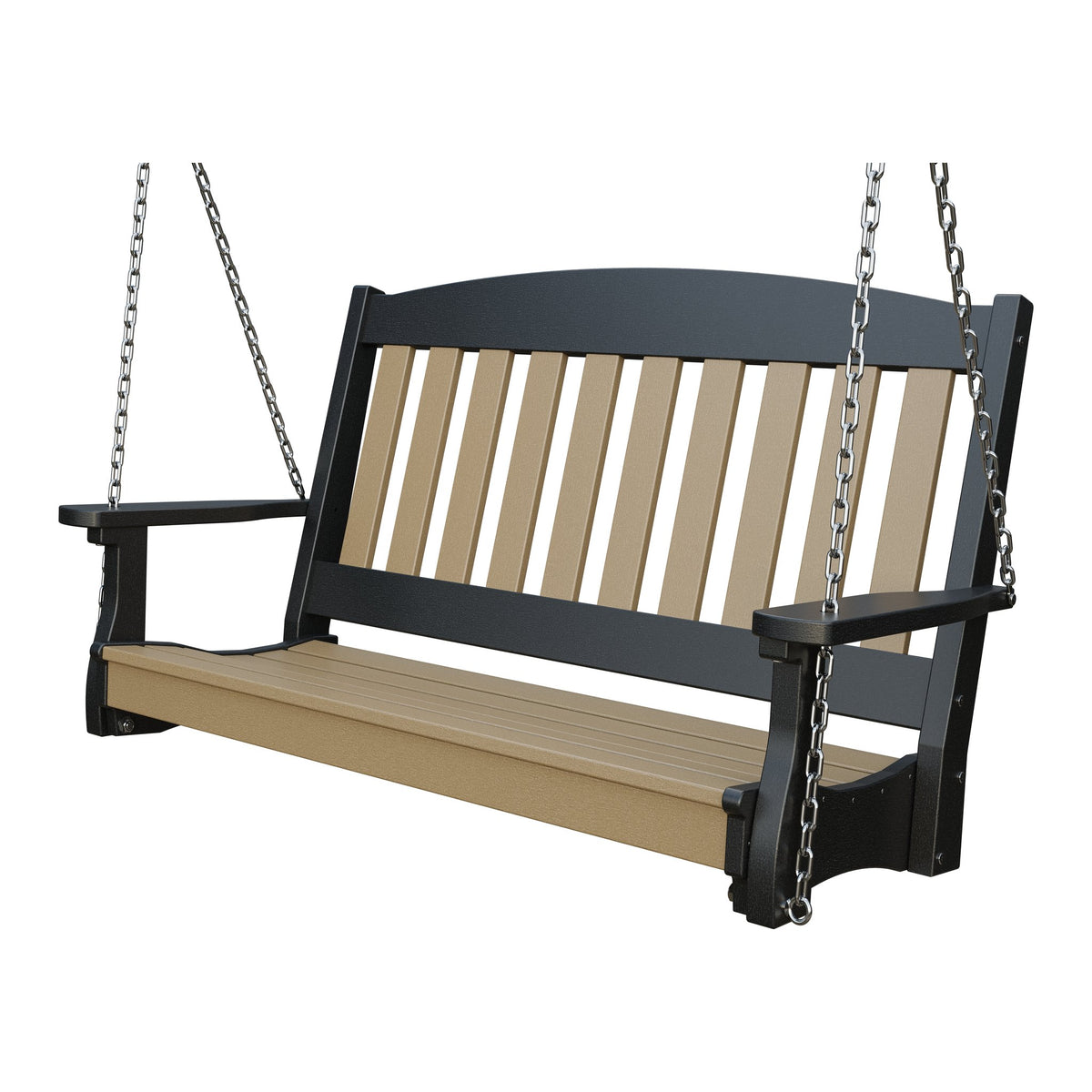 Amish Spanish Garden 4' Poly Hanging Swing in Weathered Wood & Black