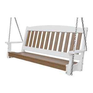Amish Spanish Garden 5' Poly Hanging Swing in Antique Mahogany & White