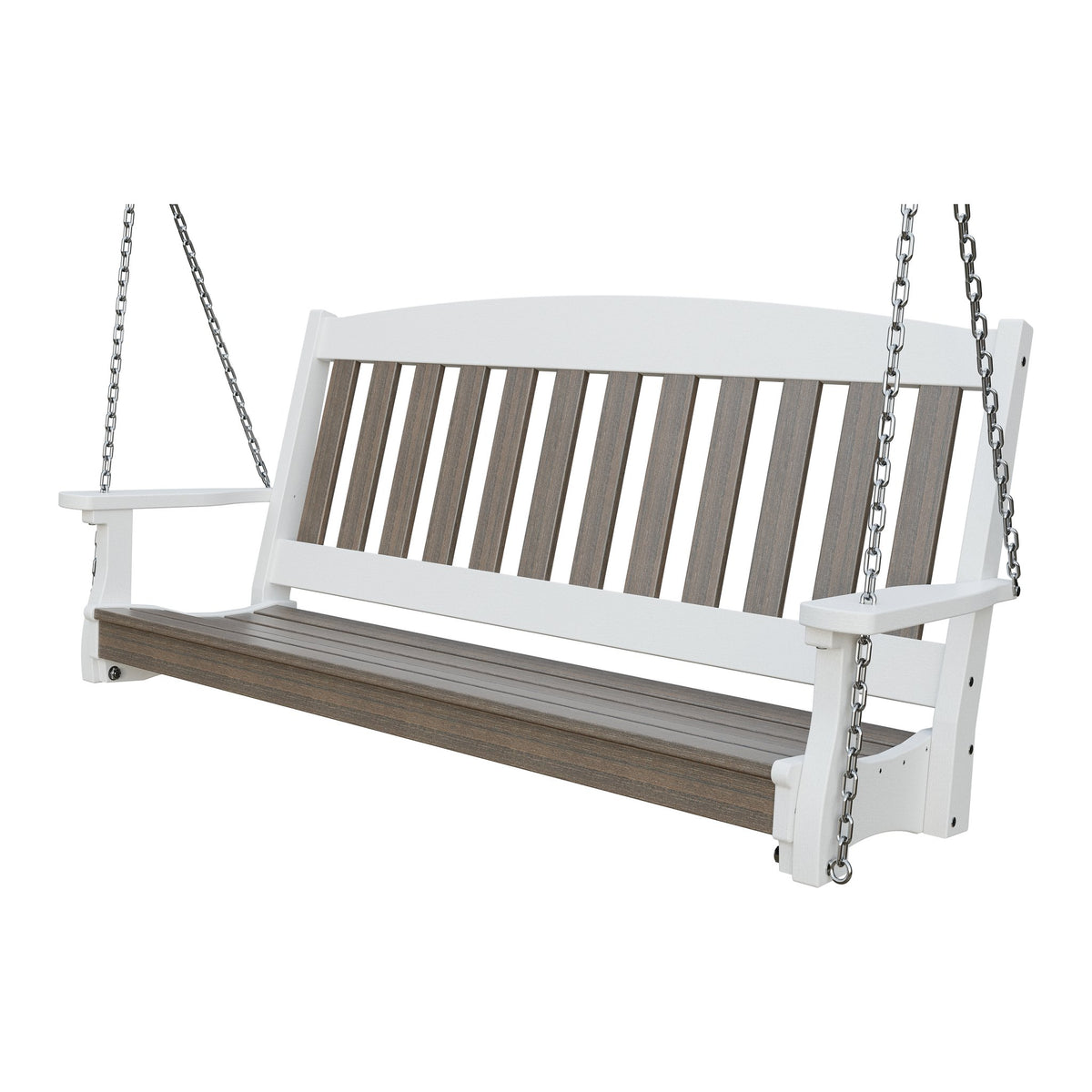 Amish Spanish Garden 5' Poly Hanging Swing in Brazilian Walnut & White