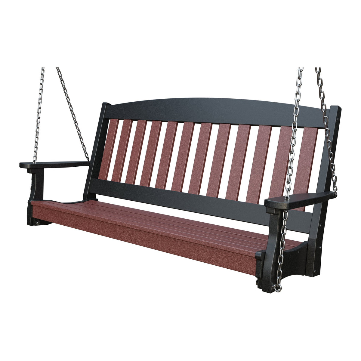 Amish Spanish Garden 5' Poly Hanging Swing in Cherrywood & Black