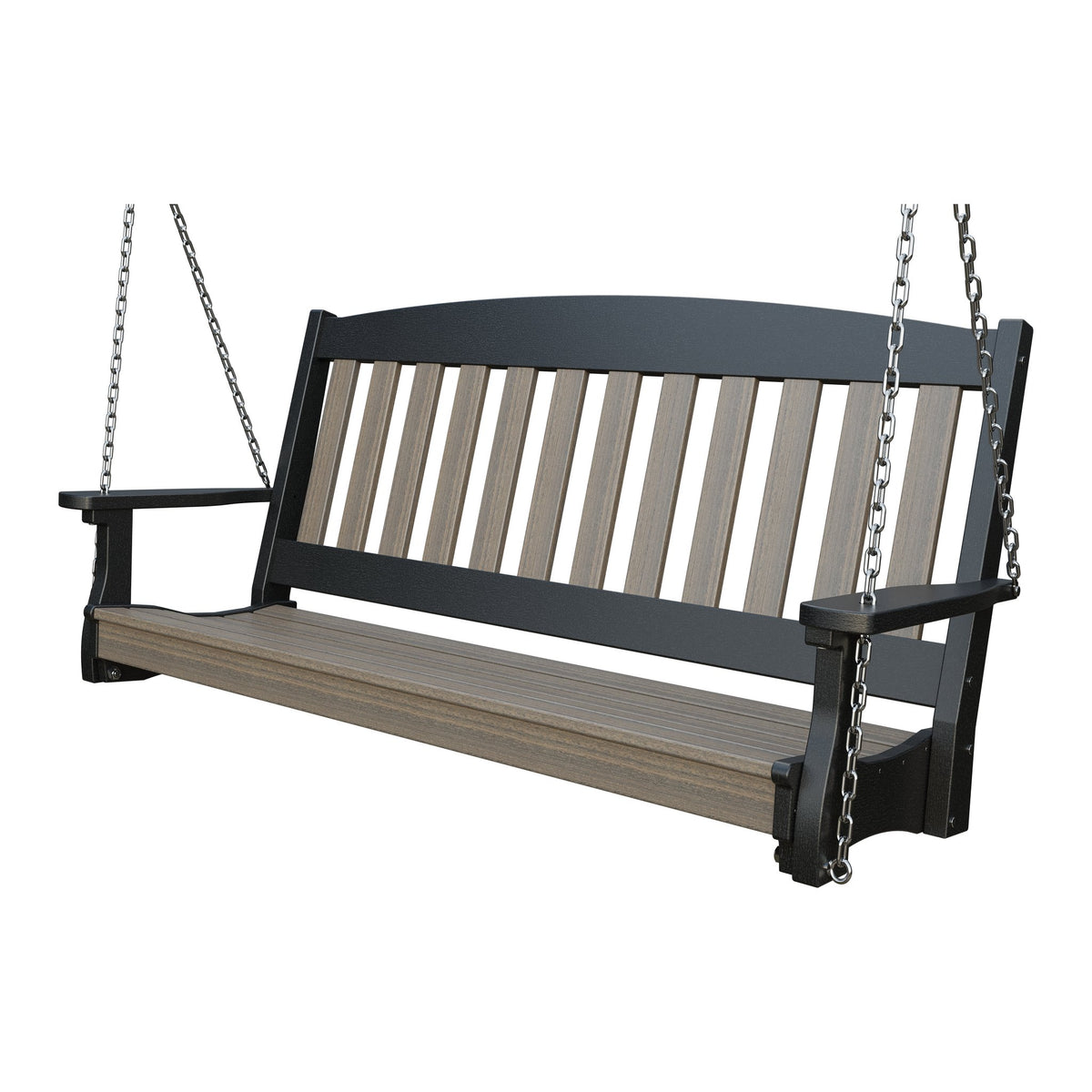 Amish Spanish Garden 5' Poly Hanging Swing in Coastal Gray & Black