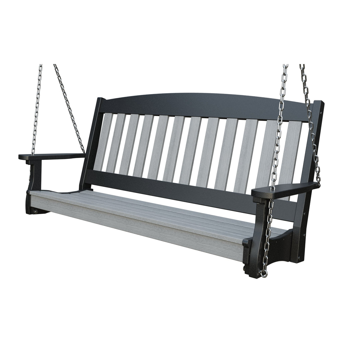 Amish Spanish Garden 5' Poly Hanging Swing in Driftwood Gray & Black
