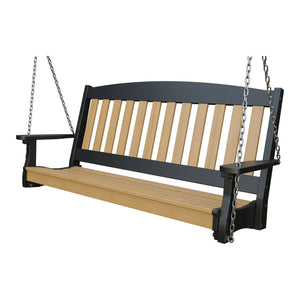 Amish Spanish Garden 5' Poly Hanging Swing in Natural Teak & Black