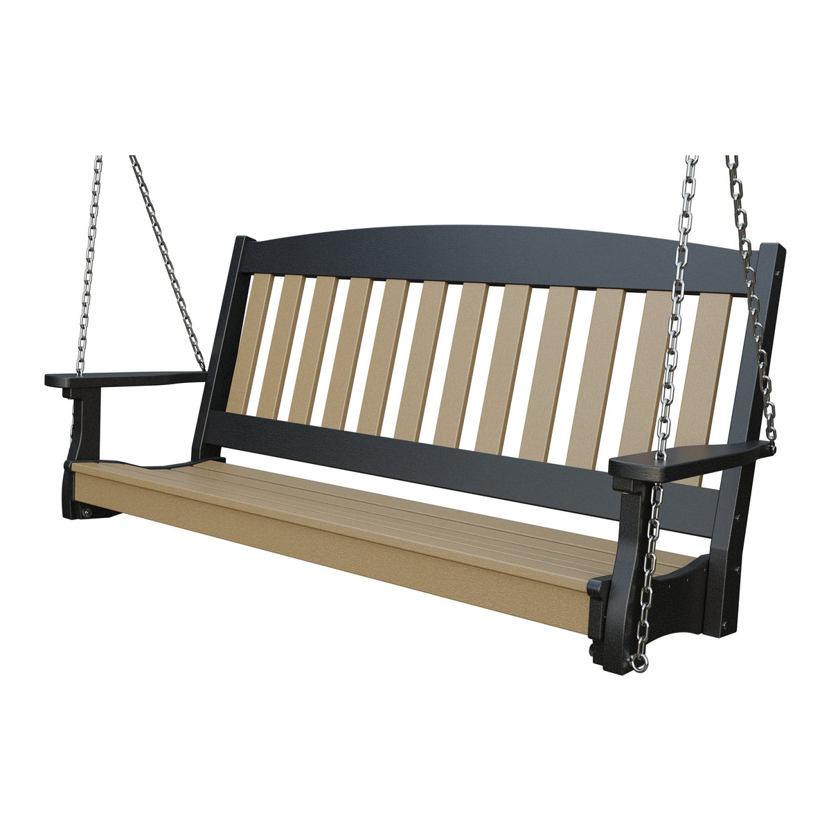 Amish Spanish Garden 5' Poly Hanging Swing in Weathered Wood & Black