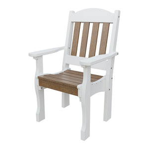Amish Spanish Garden Poly Patio Dining Armchair in Antique Mahogany & White
