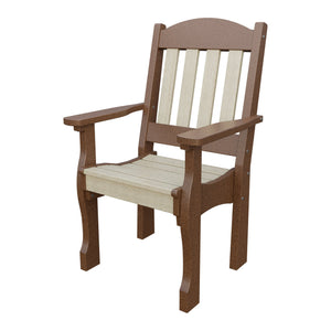 Amish Spanish Garden Poly Patio Dining Armchair in Birchwood & Tudor Brown