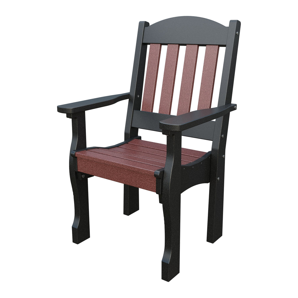 Amish Spanish Garden Poly Patio Dining Armchair in Cherrywood & Black