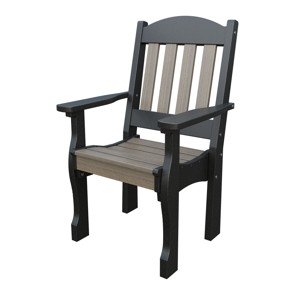 Amish Spanish Garden Poly Patio Dining Armchair in Coastal Gray & Black