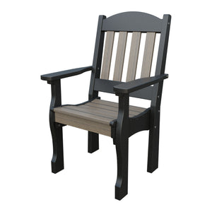 Amish Spanish Garden Poly Patio Dining Armchair in Coastal Gray & Black