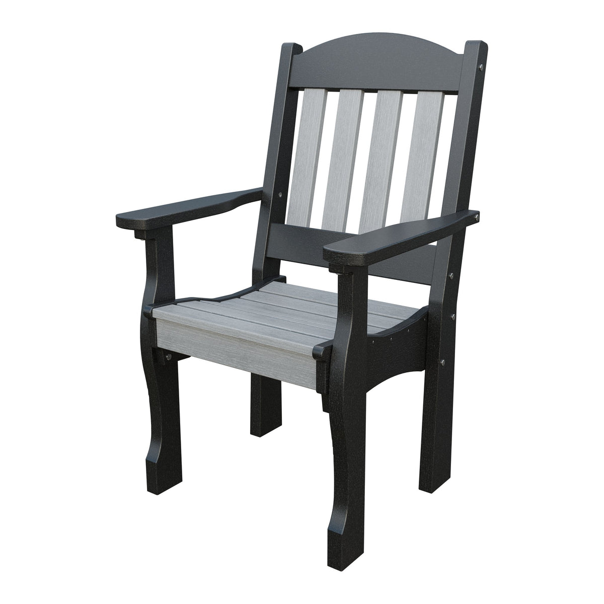 Amish Spanish Garden Poly Patio Dining Armchair in Driftwood Gray & Black