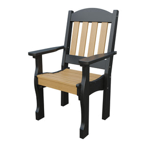 Amish Spanish Garden Poly Patio Dining Armchair in Natural Teak & Black