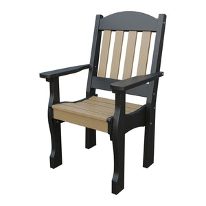 Amish Spanish Garden Poly Patio Dining Armchair in Weathered Wood & Black
