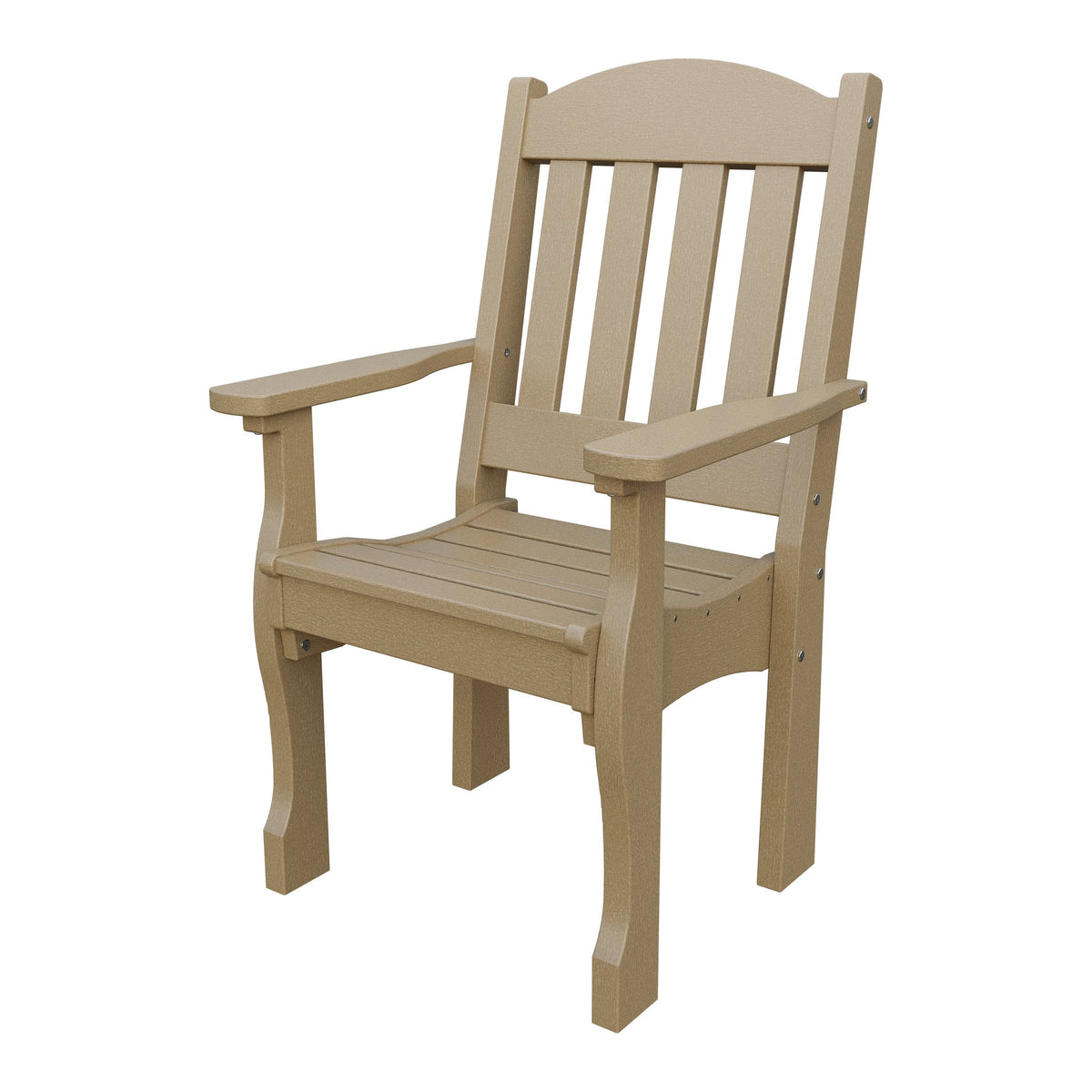 Amish Spanish Garden Poly Patio Dining Armchair in Weathered Wood