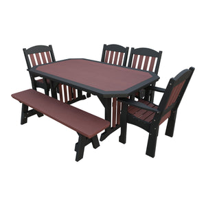 Amish Spanish Garden 6pc Patio Dining Set: Table, 4 Chairs & Bench in Cherrywood & Black