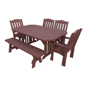 Amish Spanish Garden 6pc Patio Dining Set: Table, 4 Chairs & Bench in Cherrywood