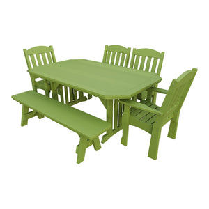 Amish Spanish Garden 6pc Patio Dining Set: Table, 4 Chairs & Bench in Tropical Lime Green