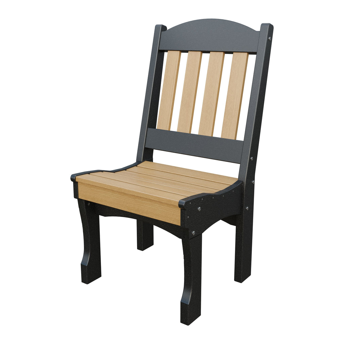 Amish Spanish Garden Poly Dining Side Chair in Natural Teak & Black