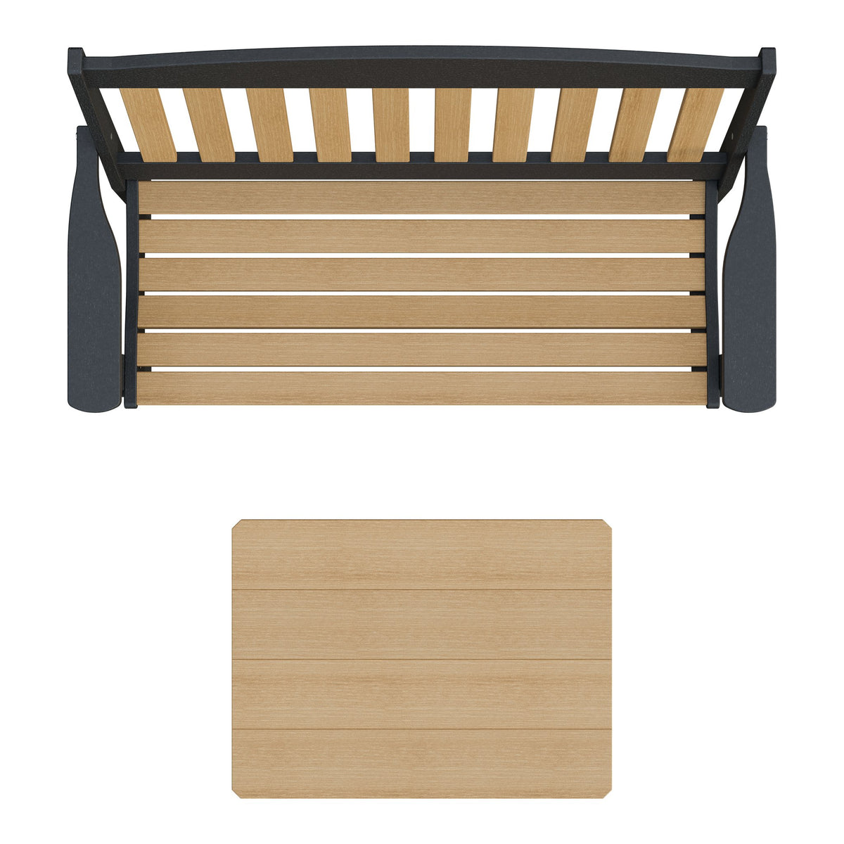 Amish Spanish Garden 2-Piece Bench Set with Rectangle Coffee Table