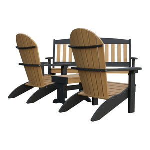 Amish Spanish Garden 4pc Patio Set: 5' Bench, 2 Adirondack Chairs & End Table