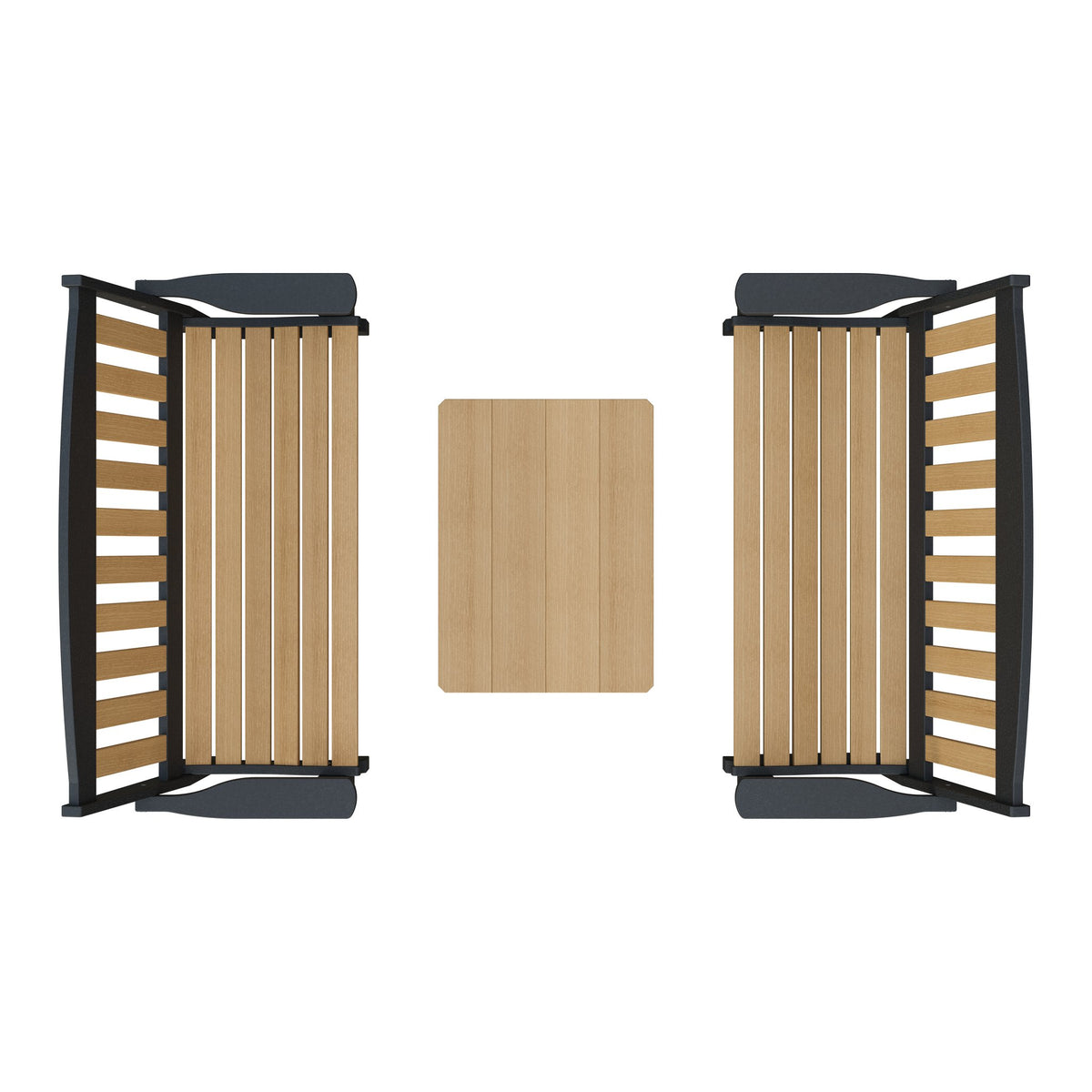 Amish Spanish Garden 3-Piece Patio Set: 2 Benches & Coffee Table