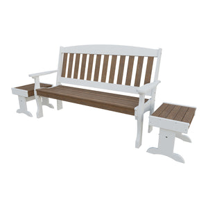 Amish Spanish Garden 3-Piece Patio Set: 5' Bench & 2 End Tables in Antique Mahogany & White