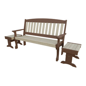 Amish Spanish Garden 3-Piece Patio Set: 5' Bench & 2 End Tables in Birchwood & Tudor Brown