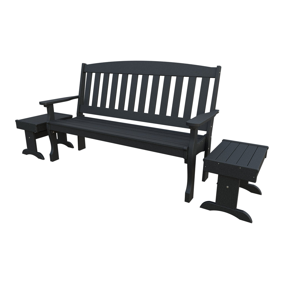 Amish Spanish Garden 3-Piece Patio Set: 5' Bench & 2 End Tables in Black