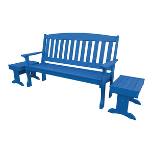 Amish Spanish Garden 3-Piece Patio Set: 5' Bench & 2 End Tables in Blue