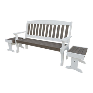 Amish Spanish Garden 3-Piece Patio Set: 5' Bench & 2 End Tables in Brazilian Walnut & White