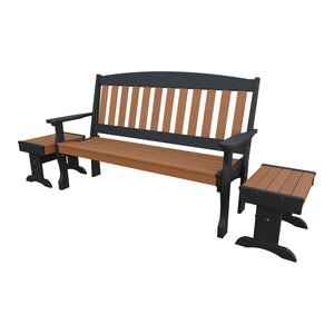 Amish Spanish Garden 3-Piece Patio Set: 5' Bench & 2 End Tables in Cedar & Black