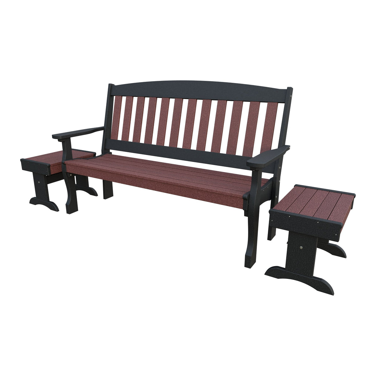 Amish Spanish Garden 3-Piece Patio Set: 5' Bench & 2 End Tables in Cherrywood & Black