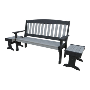 Amish Spanish Garden 3-Piece Patio Set: 5' Bench & 2 End Tables in Driftwood Gray & Black
