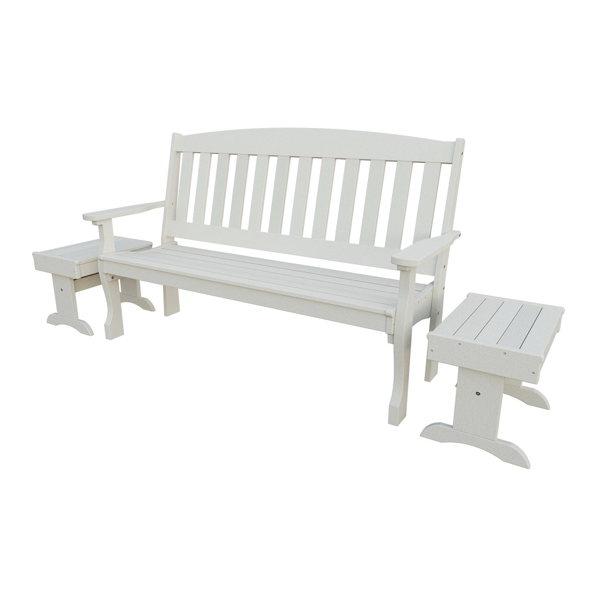 Amish Spanish Garden 3-Piece Patio Set: 5' Bench & 2 End Tables in Ivory