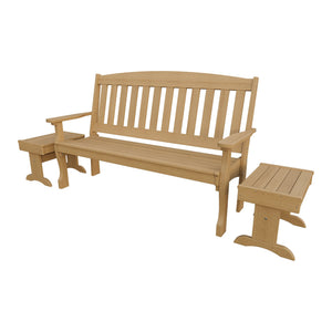 Amish Spanish Garden 3-Piece Patio Set: 5' Bench & 2 End Tables in Natural Teak
