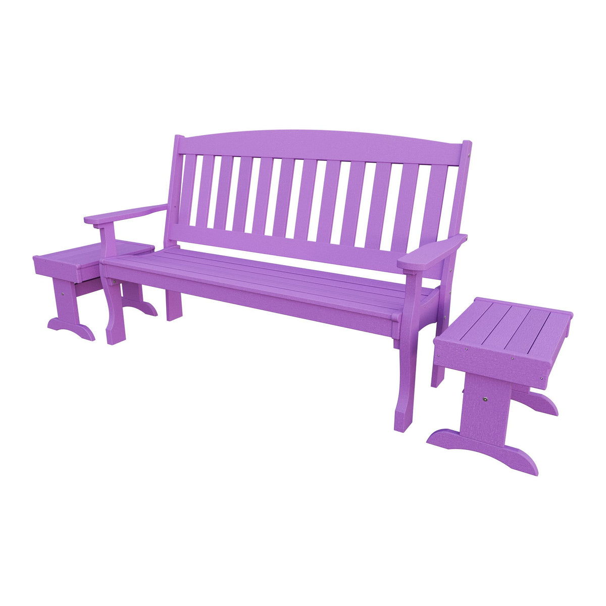 Amish Spanish Garden 3-Piece Patio Set: 5' Bench & 2 End Tables in Bright Purple