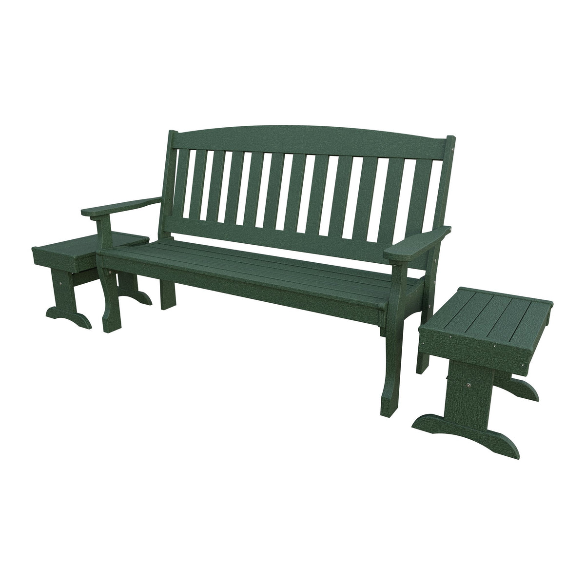 Amish Spanish Garden 3-Piece Patio Set: 5' Bench & 2 End Tables in Turf Green