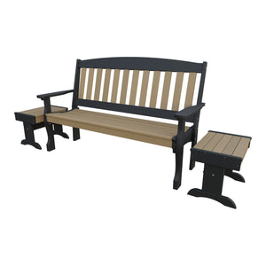 Amish Spanish Garden 3-Piece Patio Set: 5' Bench & 2 End Tables in Weathered Wood & Black