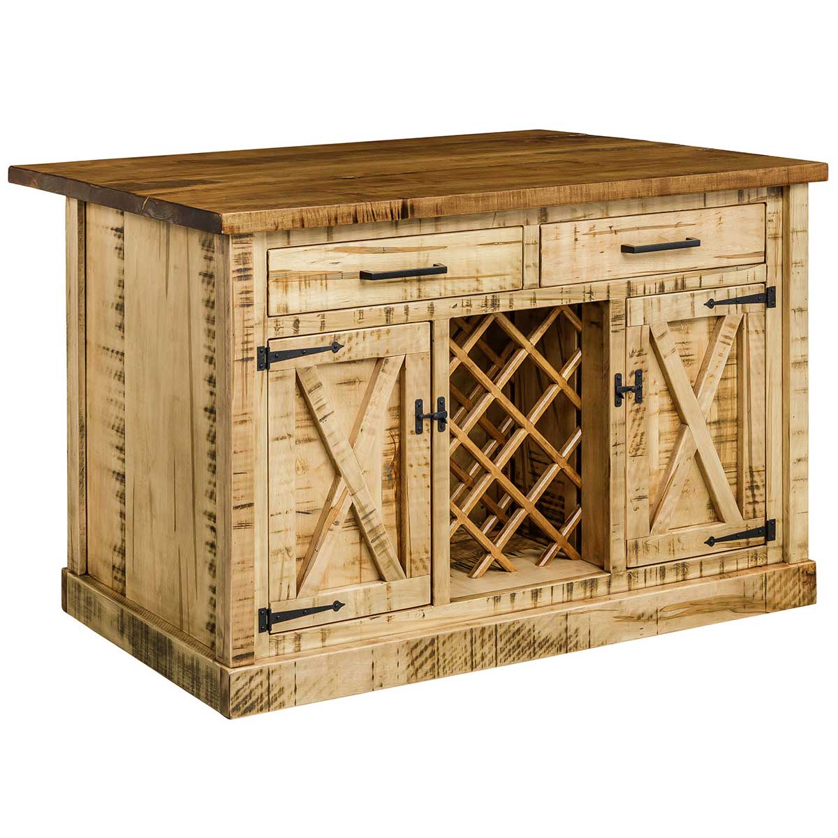 Amish Door Wine Rack Rustic Kitchen Island Stool Set for