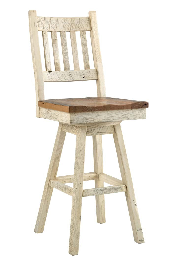 Amish Strasburg Rustic Barnwood Bar Side Chair with Swivel
