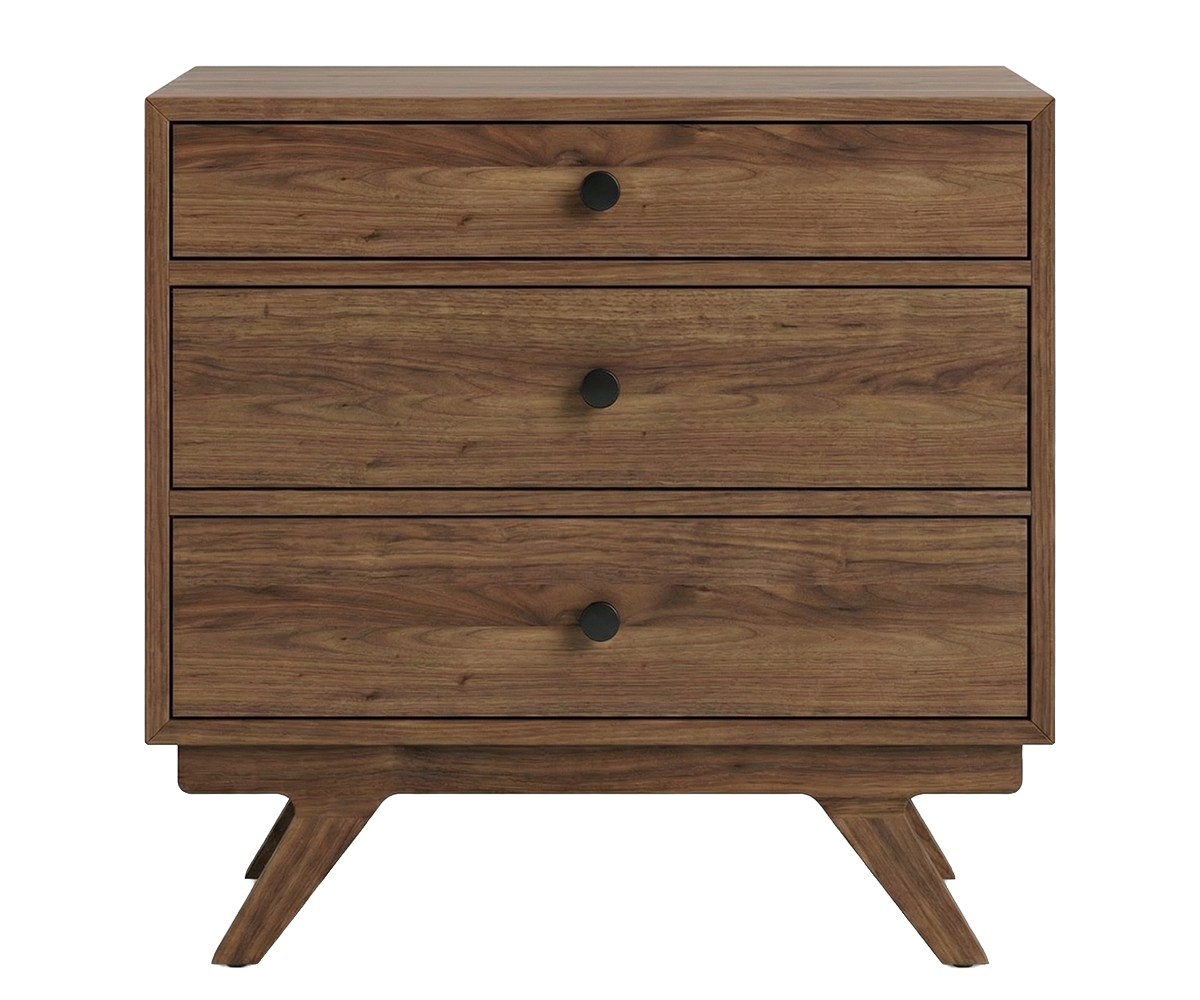 Amish New Hope Mid Century Modern 3-Drawer Nightstand
