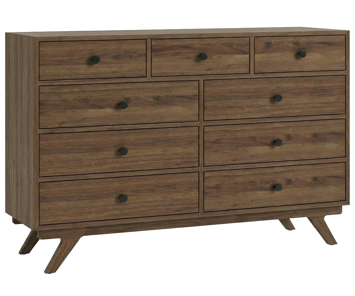 Amish New Hope Mid Century Modern 9-Drawer Bedroom Dresser