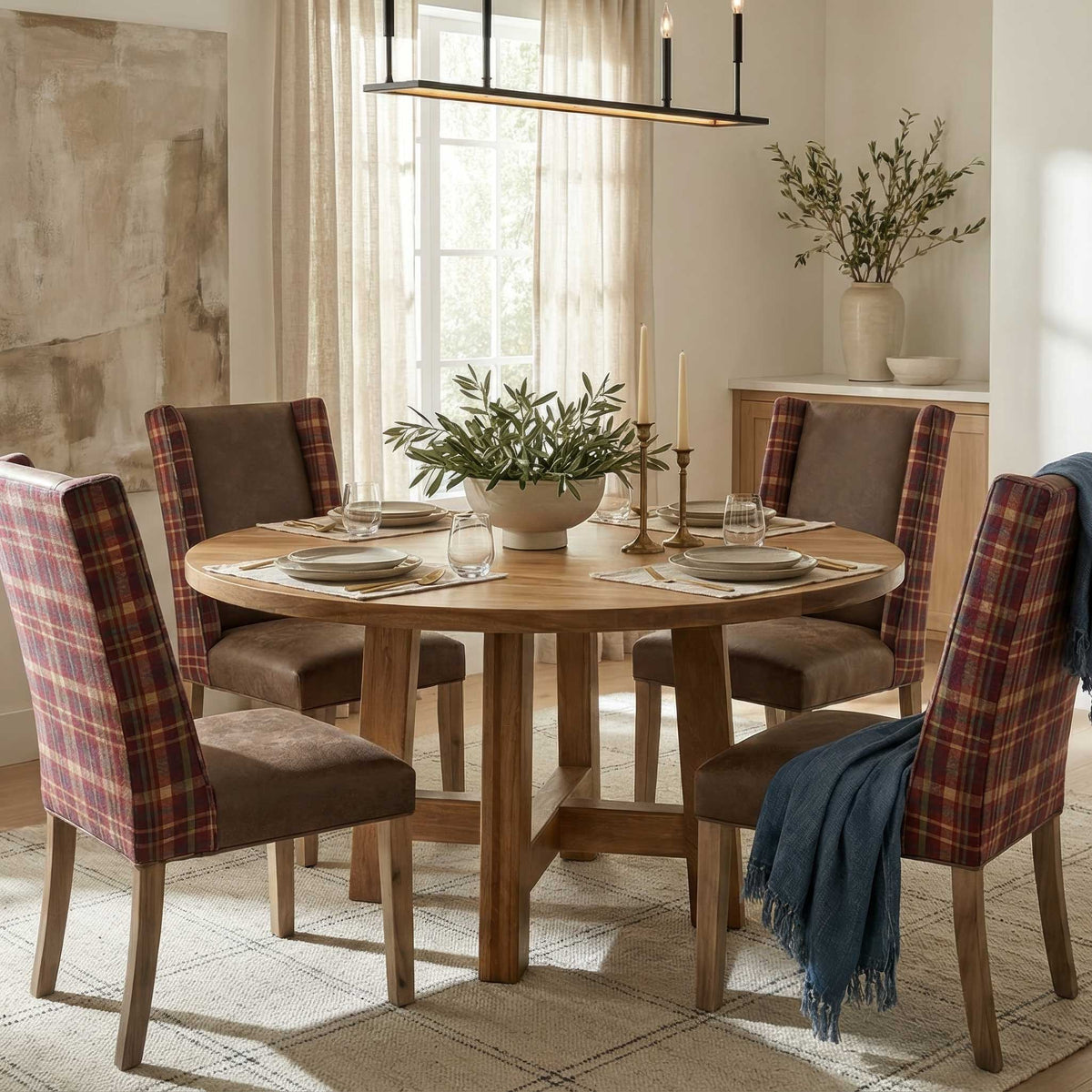 Amish Fulton Rustic Barnwood Round Dining Table