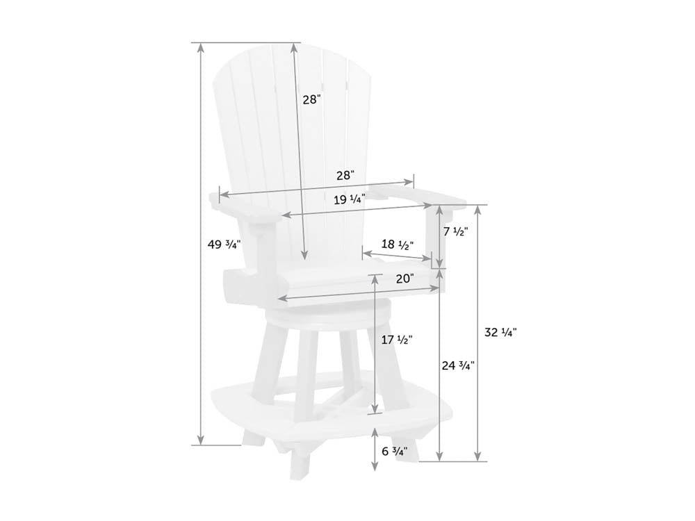 Amish Poly Great Bay Patio Counter Swivel Chair Table 3pc Set
