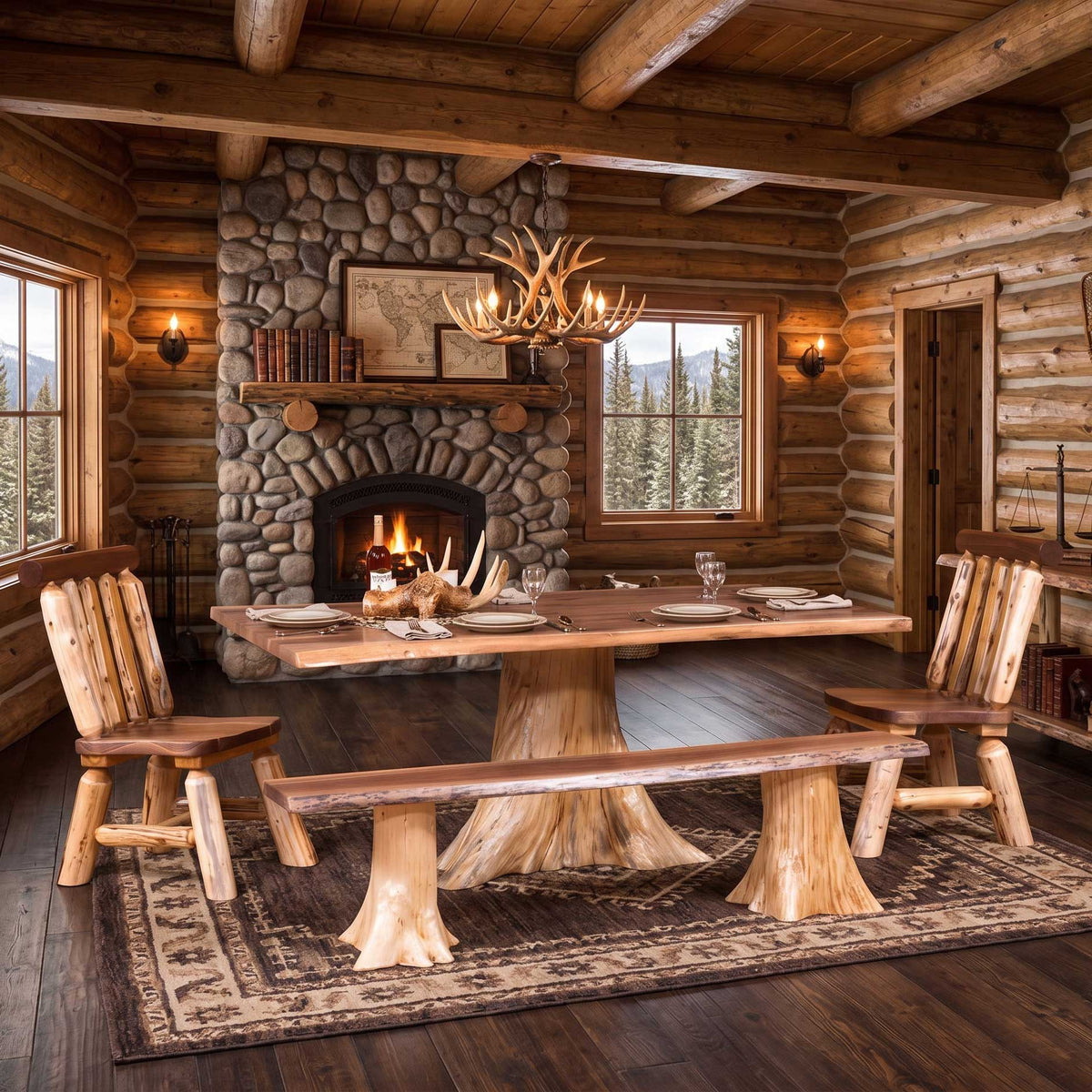 Amish Timberline Live Edge 6pc Dining Set