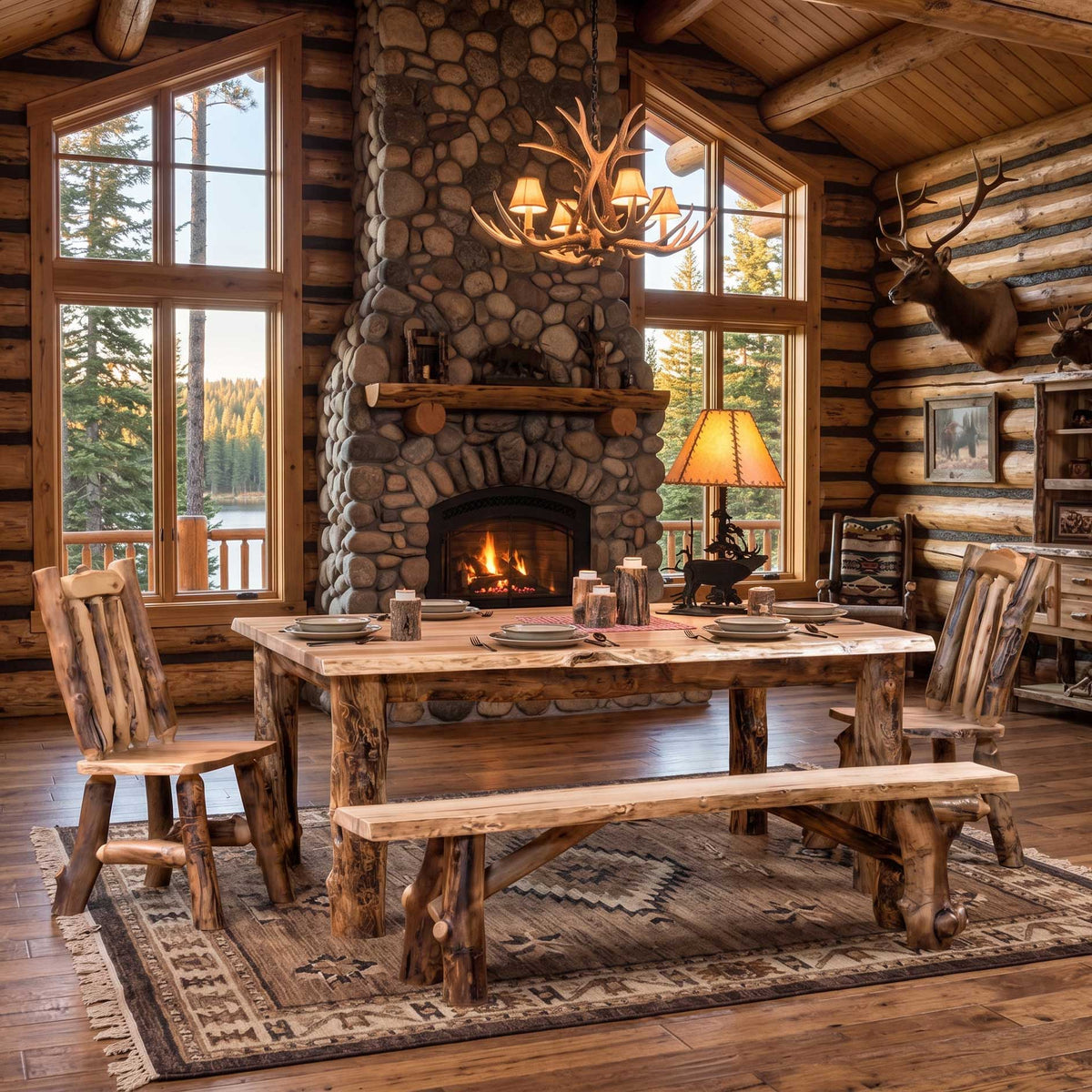Amish Clearwater Live Edge 6pc Dining Set