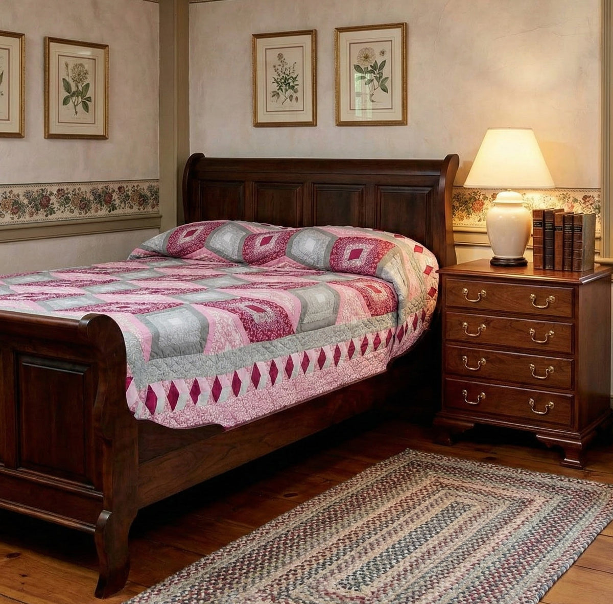 Amish Jamestown Colonial Windsor Sleigh Bed