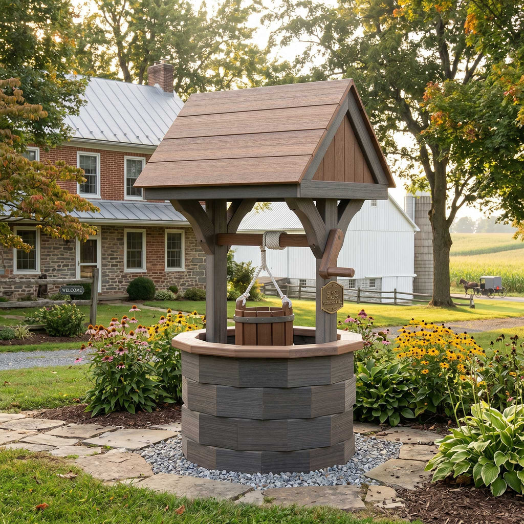 Amish Medium Poly Wishing Well for Garden
