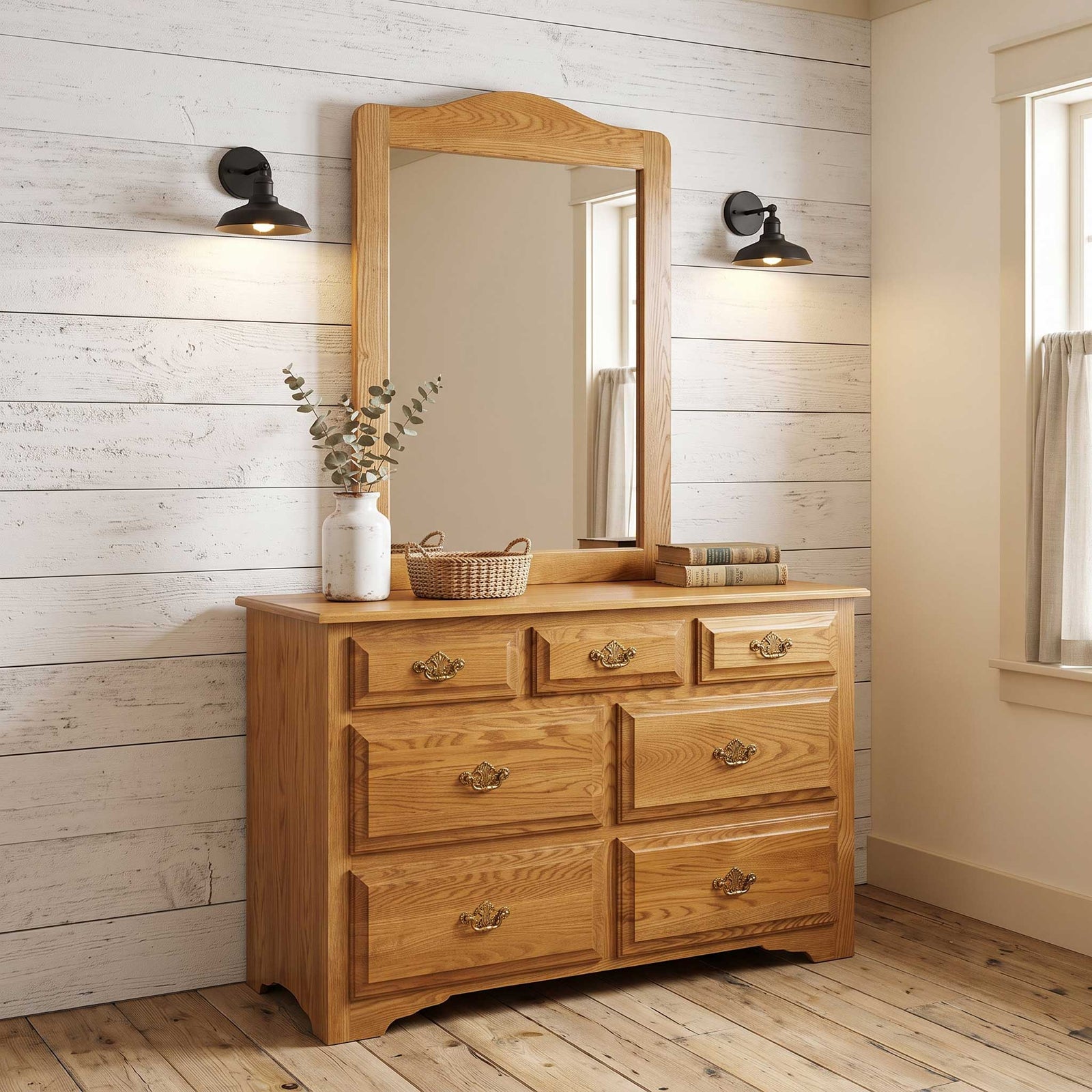 Eden Amish Country 48" Dresser shown in the bedroom of a traditional colonial home